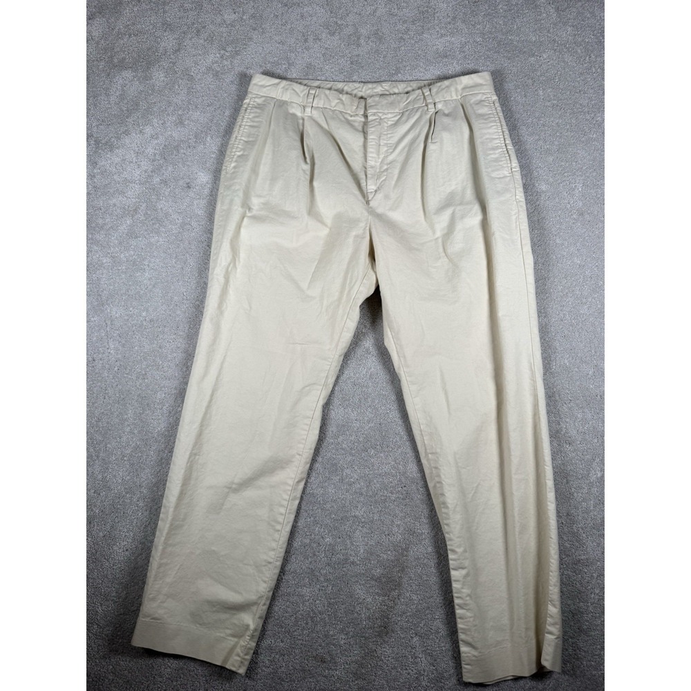 BONOBOS Athletic Fit Cream Pleated Pants Preppy Beach‎ 36/28 Textured Cotton